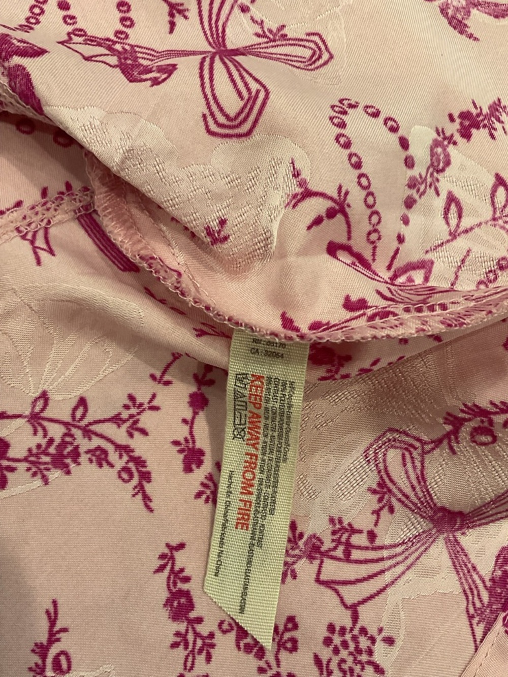 Free People Pink Floral Bow Print Satin Pajama Set - Picture 10 of 11